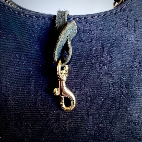 Dooney & Bourke Mini “Bitsy” Bag. Black Sateen DB Fabric. RARE - Picture 3 of 7